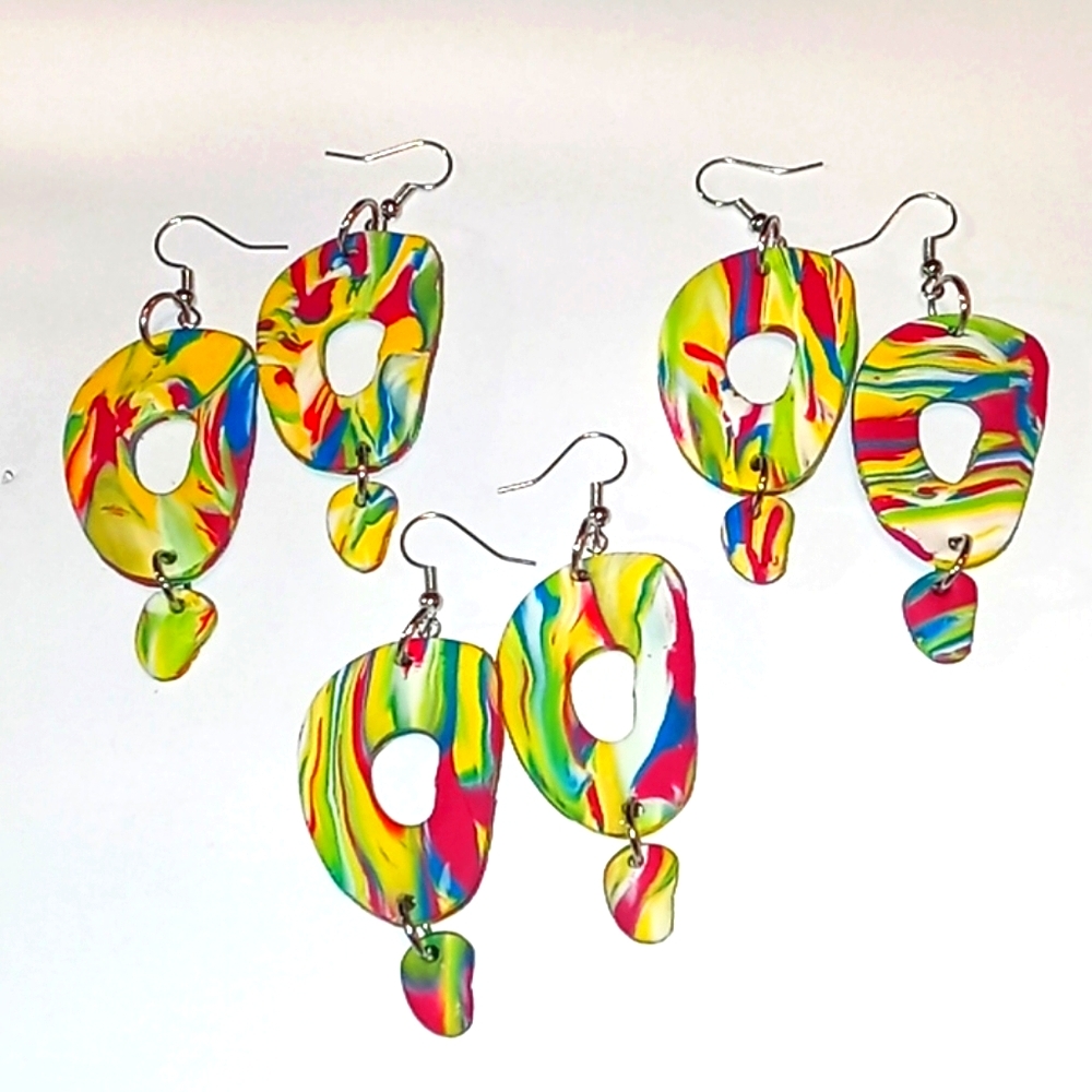 Clay earrings-Paint Me-Yellow-Negative Space